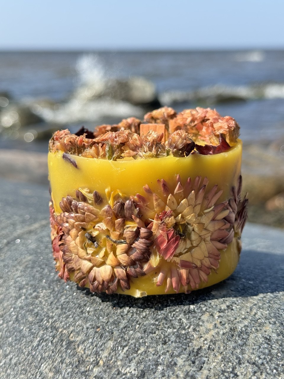 botaniska-bisu-vaska-svece-ar-kaltetiem-ziediem-koka-dakts-roku-darbs-eteriskas-ellas-owsveces.lv